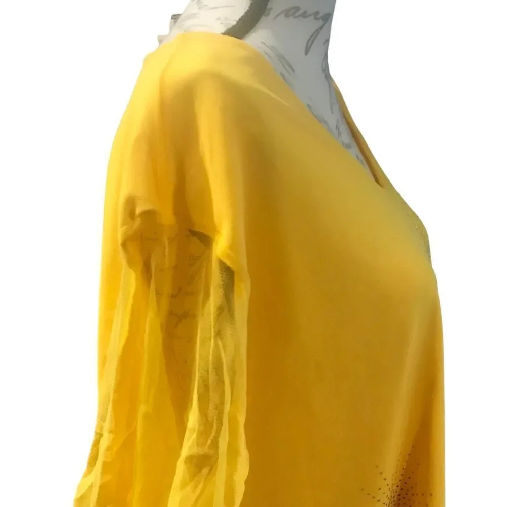 Giorgio Fiodine Yellow Blouse Plus Size Womens 26 28 NWT - Picture 6 of 16